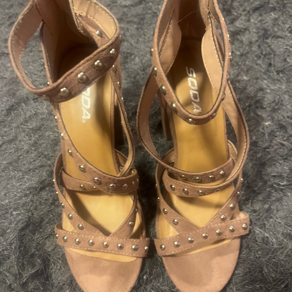 Studded Light Pink Platform Heels